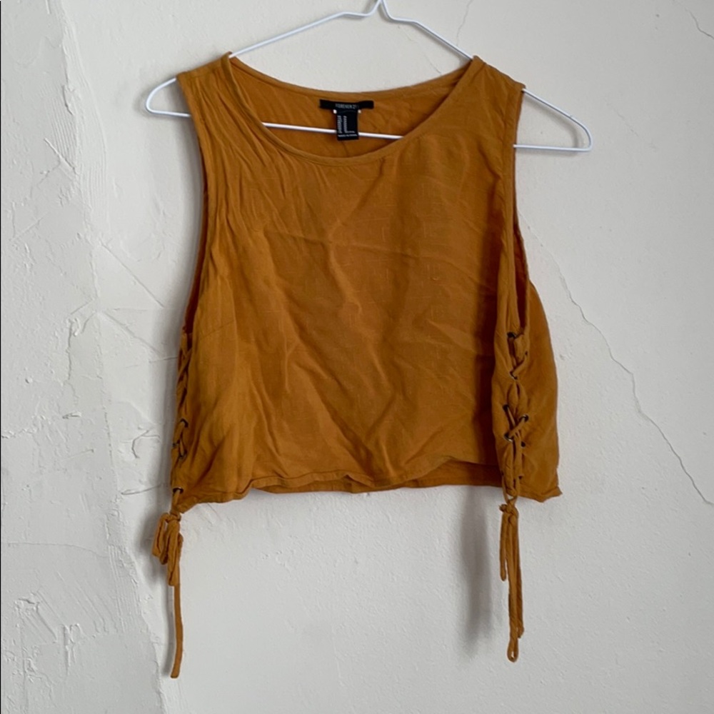Golden Cropped Tank With Ties